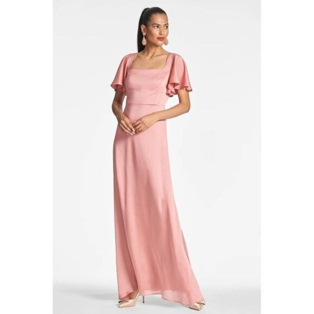 Sachin & Babi NWT Aurora Gown Flutter Sleeves in Rouge Size 4 MSRP $325